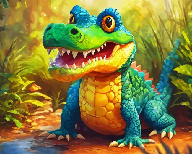 green baby Alligator Diamond Paintings Green Baby Alligator Diamond Painting