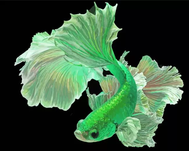 green siamese fighting fish Diamond By Numbers Green Siamese Fighting Fish Diamond Painting