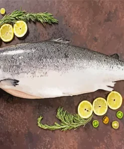 Grey And White Salmon Fish Diamond Painting