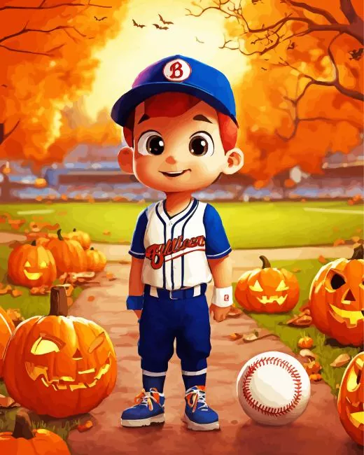 halloween Baseball player Diamond By Numbers Halloween Baseball Player Diamond Painting