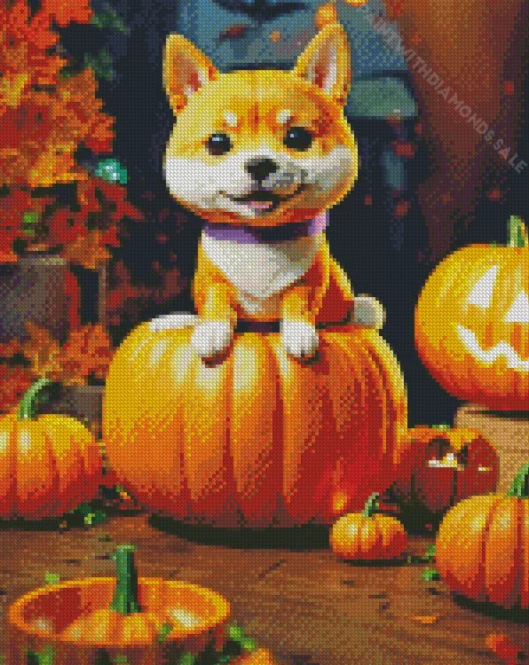 halloween Shiba Inu Diamond By Numbers Halloween Shiba Inu Diamond Painting
