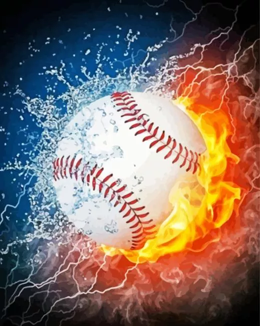 ice fire Baseball Diamond By Numbers Ice Fire Baseball Diamond Painting