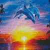 Leaping Dolphins At Sunset Diamond Painting