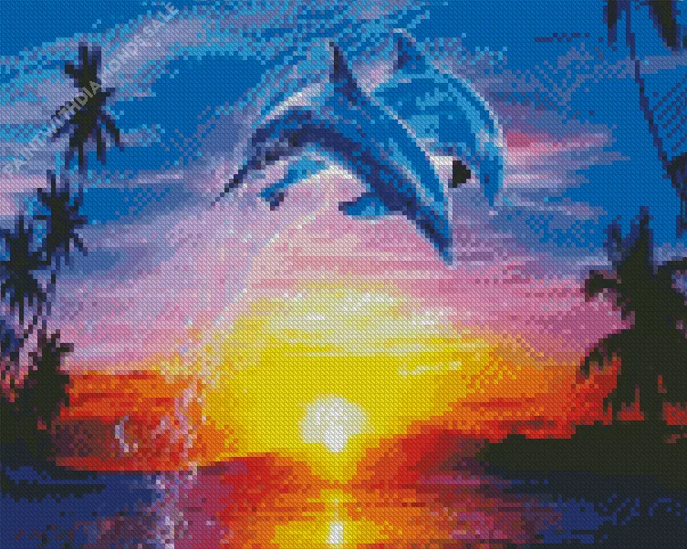leaping dolphins at sunset Diamond Paintings Leaping Dolphins At Sunset Diamond Painting