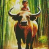 Little Boy On Buffalo Back Diamond Painting