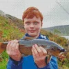 Little Boy With Brown Fish Diamond Painting