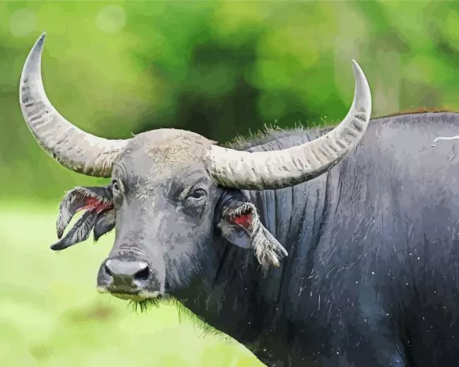 long horned wild water buffalo Diamond Paintings Long Horned Wild Water Buffalo Diamond Painting
