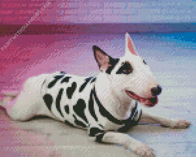 lovely Bull Terrier dog Diamond By Numbers Lovely Bull Terrier Dog Diamond Painting