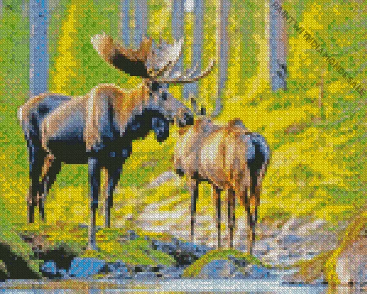 lovely Mooses Diamond By Numbers Lovely Moose Diamond Painting