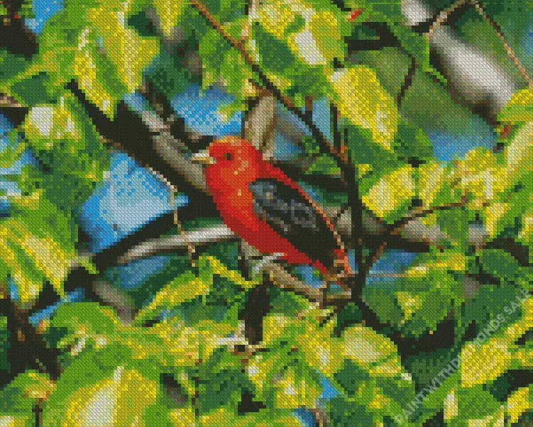 lovely Summer Tanager bird Diamond Dotz Lovely Summer Tanager Bird Diamond Painting
