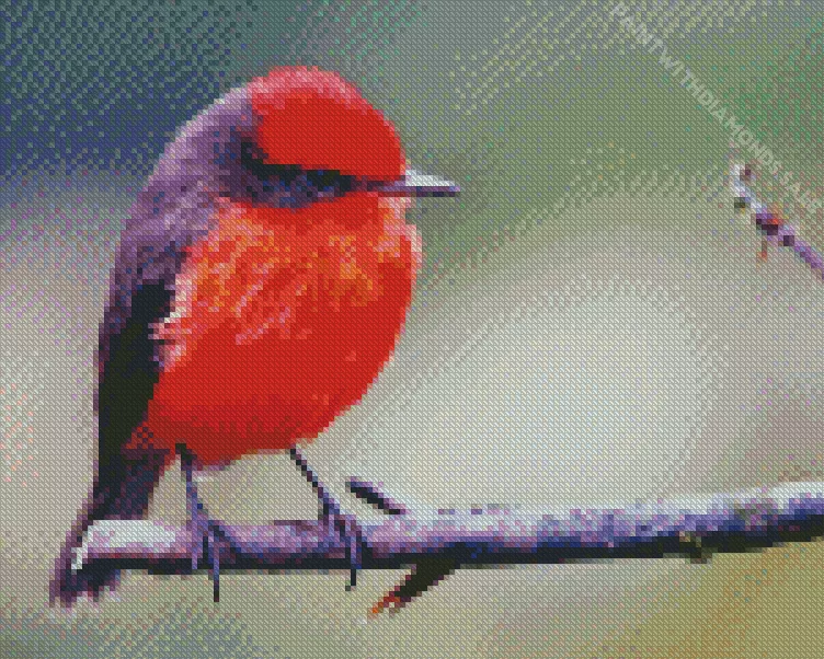 lovely Vermilion Flycatcher Diamond By Numbers Lovely Vermilion Flycatcher Diamond Painting