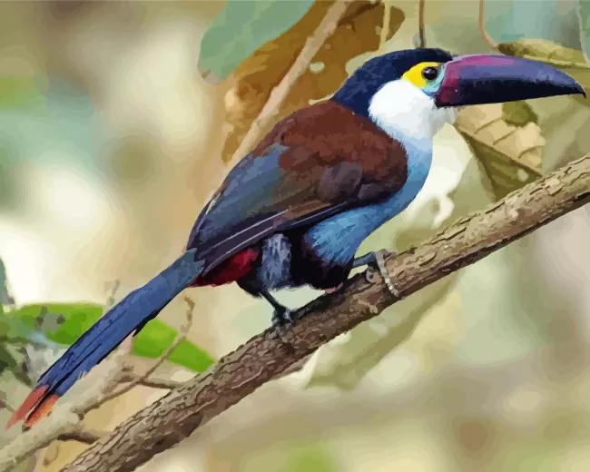 lovely Yellow Eared Toucanet bird Diamond By Numbers Lovely Yellow Eared Toucanet Bird Diamond Painting