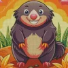 Mole Standing On Mud And Playing Diamond Painting