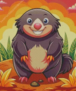 Mole Standing On Mud And Playing Diamond Painting