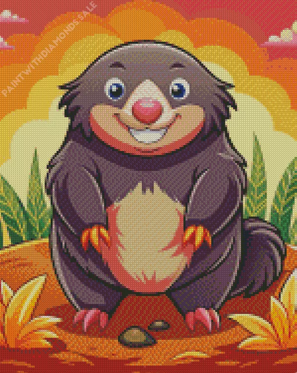 mole standing on mud and playing Diamond By Numbers Mole Standing On Mud And Playing Diamond Painting