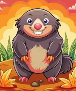 Mole Standing On Mud And Playing Diamond Painting