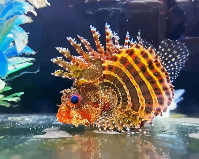multicolor Lionfish Diamond With Numbers Multicolor Lionfish Diamond Painting