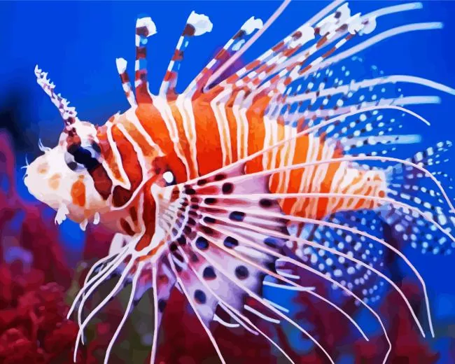 orange Lionfish Diamond With Numbers Orange Lionfish Diamond Painting