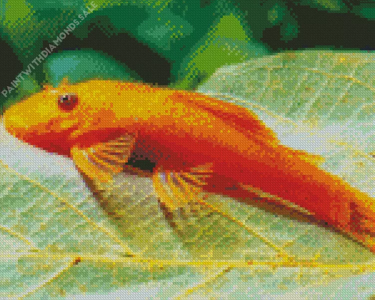 orange Pleco Fish Diamond With Numbers Orange Pleco Fish Diamond Painting