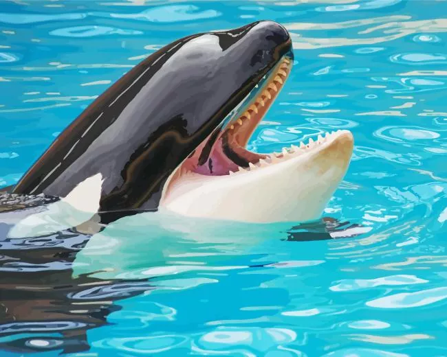 orca fish Diamond With Numbers Orca Fish Diamond Painting