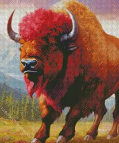 Pink Bison Diamond Painting