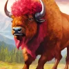 Pink Bison Diamond Painting