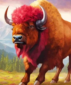 Pink Bison Diamond Painting