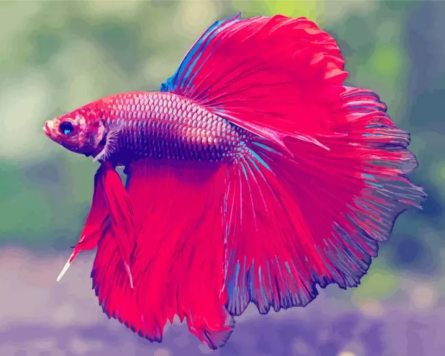 pink Siamese fighting fish Diamond With Numbers Pink Siamese Fighting Fish Diamond Painting