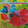 Pink And Blue Siamese Fighting Fish Diamond Painting