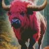 Pink Cute Bison Diamond Painting