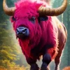 Pink Cute Bison Diamond Painting