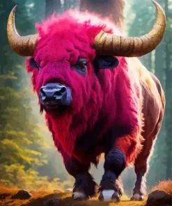 Pink Cute Bison Diamond Painting