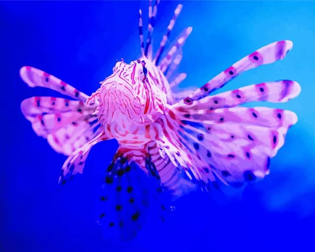 pink cute Lionfish Diamond With Numbers Pink Cute Lionfish Diamond Painting