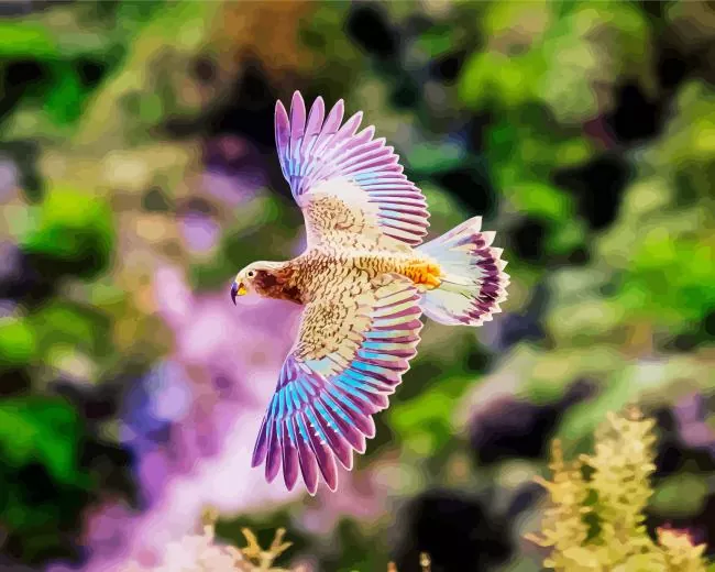purple Kea Bird flying Diamond With Numbers Purple Kea Bird Flying Diamond Painting