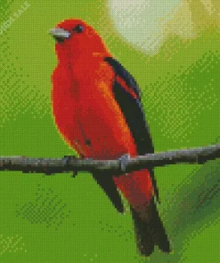 Red Scarlet Tanager On A Branch Diamond Painting
