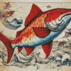 Red And Blue Bass Fish Diamond Painting
