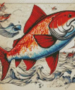 Red And Blue Bass Fish Diamond Painting