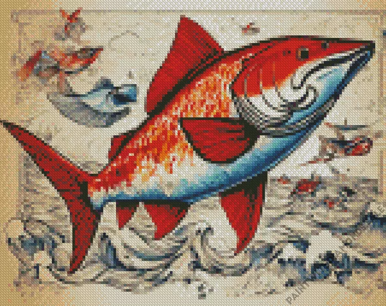 red and blue Bass fish Diamond Paintings Red And Blue Bass Fish Diamond Painting