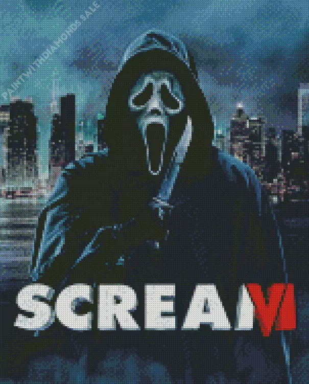 scream vi movie Diamond With Numbers Scream Ghostface Character Diamond Painting