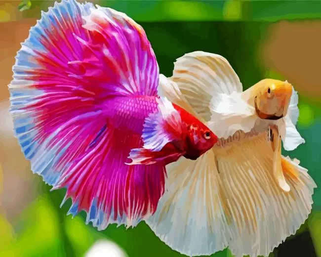 siamese fighting fish Diamond With Numbers Siamese Fighting Fish Diamond Painting