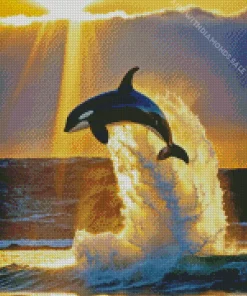 Sunlight With Orca Jumping Diamond Painting
