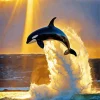 Sunlight With Orca Jumping Diamond Painting