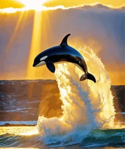 Sunlight With Orca Jumping Diamond Painting