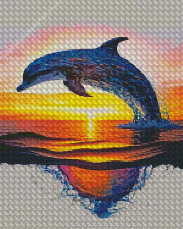 sunset dolphin Diamond Paintings Sunset Dolphin Diamond Painting