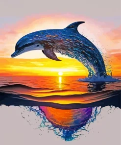 Sunset Dolphin Diamond Painting