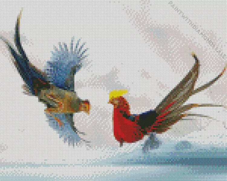two Pheasants in water Diamond Paints Two Pheasants In Water Diamond Painting