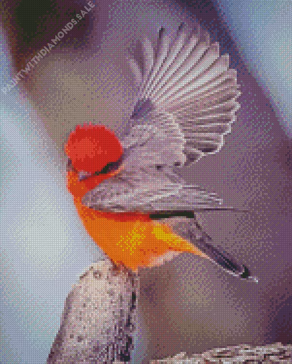 vermillion flycatcher flying Diamond By Numbers Vermillion Flycatcher Flying Diamond Painting