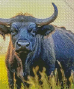 Wild Buffalo In The Grass Diamond Painting