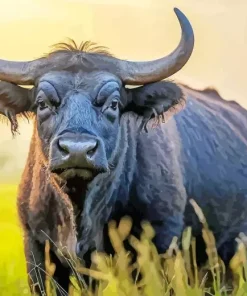 Wild Buffalo In The Grass Diamond Painting