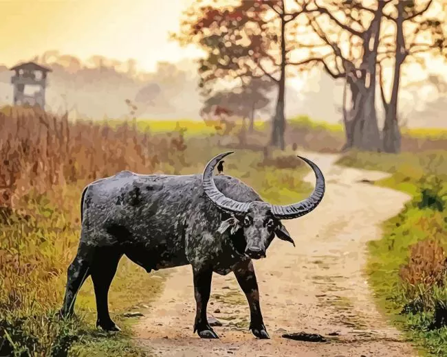 wild water buffalo Diamond Paintings Wild Water Buffalo Diamond Painting